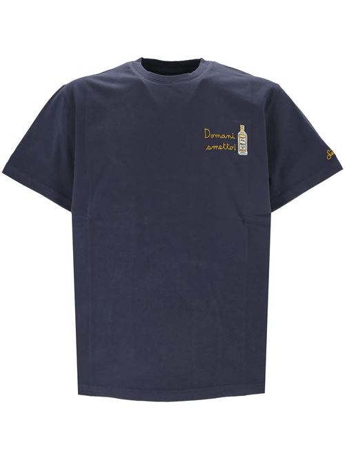 Blue T-shirt with embroidery Tomorrow I'll stop MC2 Saint Barth | ARNOTT02927G